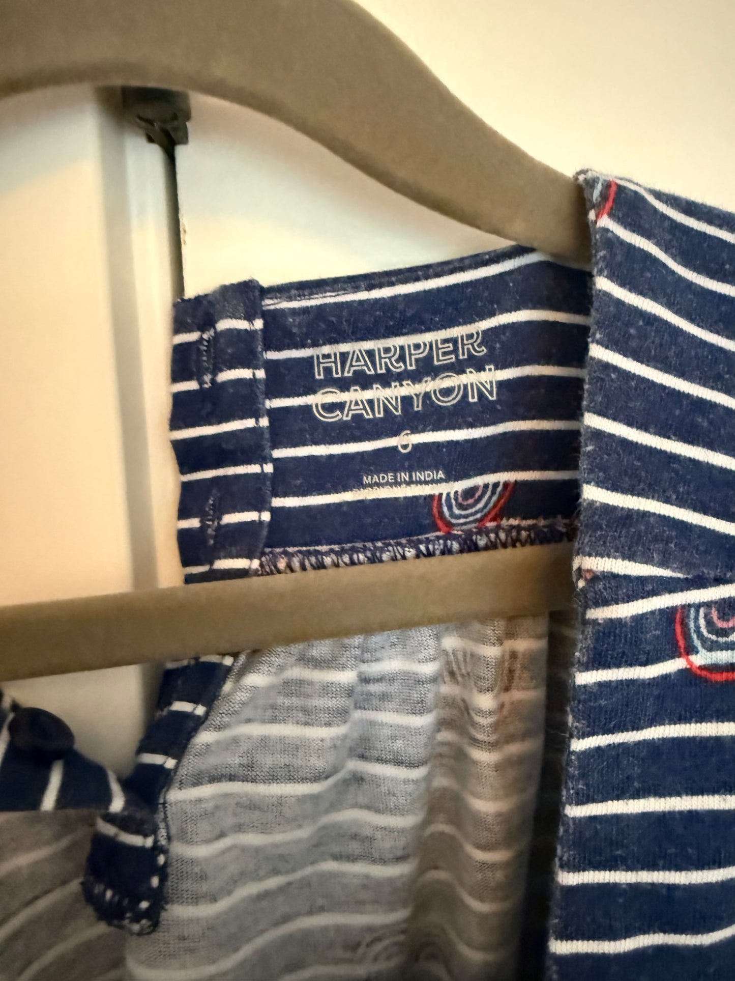 Harper Canyon Navy Striped Rainbow Dress, Size 6, Kids 6/6X