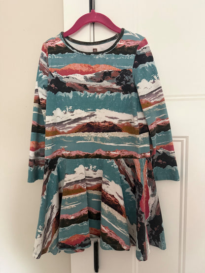 Tea Collection Mountain Landscape Twirl Dress, Size 6, Kids 6/6X