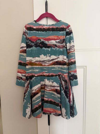 Tea Collection Mountain Landscape Twirl Dress, Size 6, Kids 6/6X