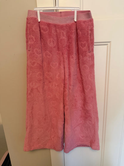 Gap Kids Pink Fuzzy Heart Sleep Pants, Size 6, Kids 6/6X