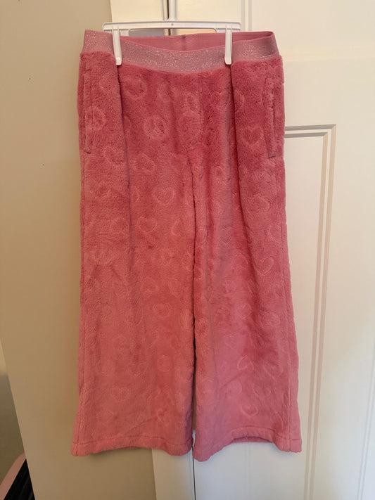 Gap Kids Pink Fuzzy Heart Sleep Pants, Size 6, Kids 6/6X