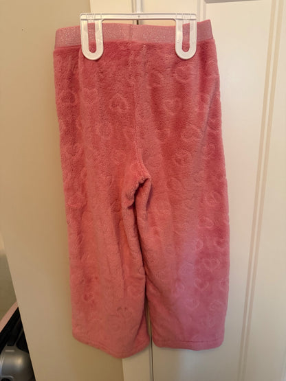 Gap Kids Pink Fuzzy Heart Sleep Pants, Size 6, Kids 6/6X