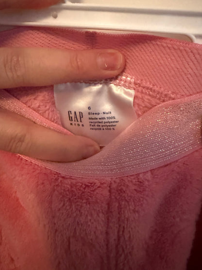 Gap Kids Pink Fuzzy Heart Sleep Pants, Size 6, Kids 6/6X
