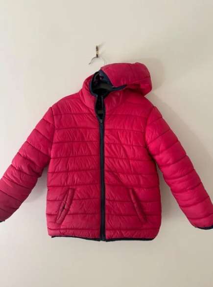 Tissaia Raspberry Pink Puffer Jacket with Floral Lining - Girls Size 7, Kids 7