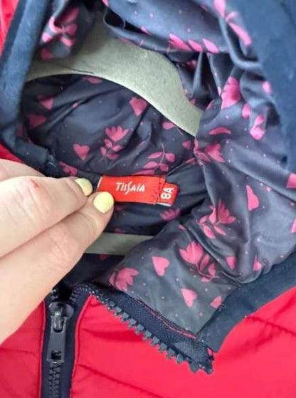 Tissaia Raspberry Pink Puffer Jacket with Floral Lining - Girls Size 7, Kids 7