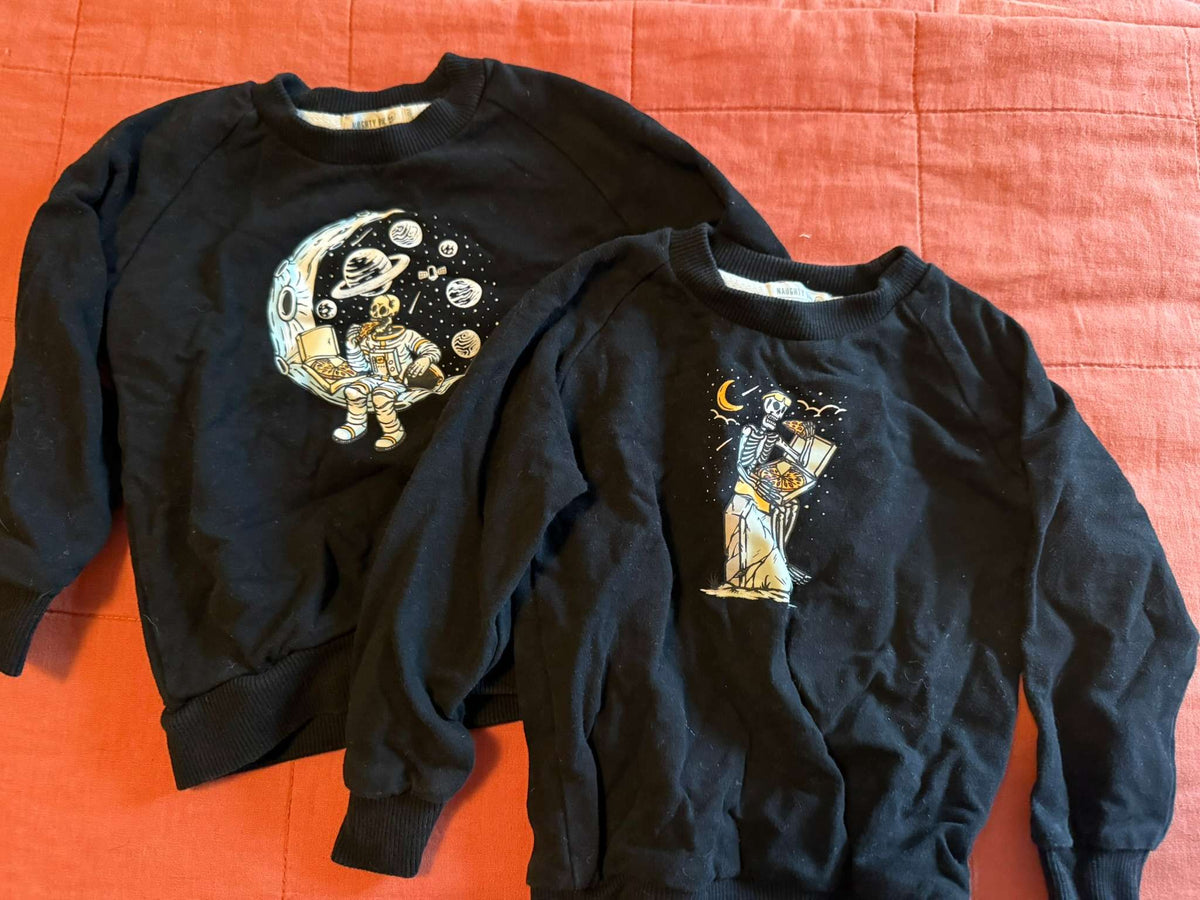 Naughty Bay Clothing Skeleton Crewneck Sweatshirts, 2 Pack, 18-24 Months, Kids 24 Month (18-24M)