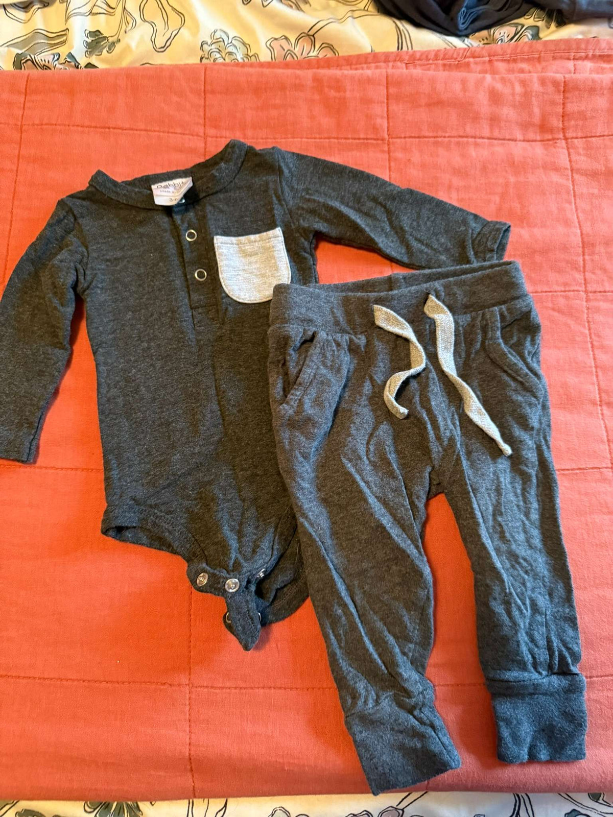 Rabbit & Lee Henley Bodysuit and Joggers Set, 3-6 Months, Kids 6 Month (3-6M)