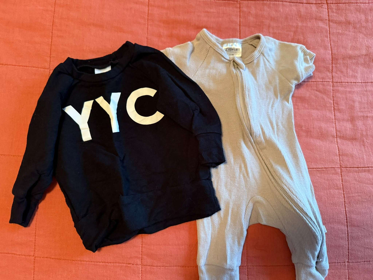 Posh & Cozy YYC Sweatshirt and Little Lott Romper, 0-6 Months, Kids 6 Month (3-6M)