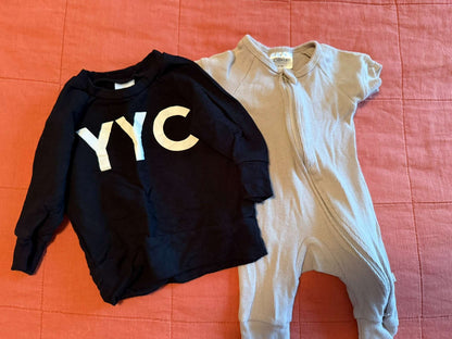 Posh & Cozy YYC Sweatshirt and Little Lott Romper, 0-6 Months, Kids 6 Month (3-6M)