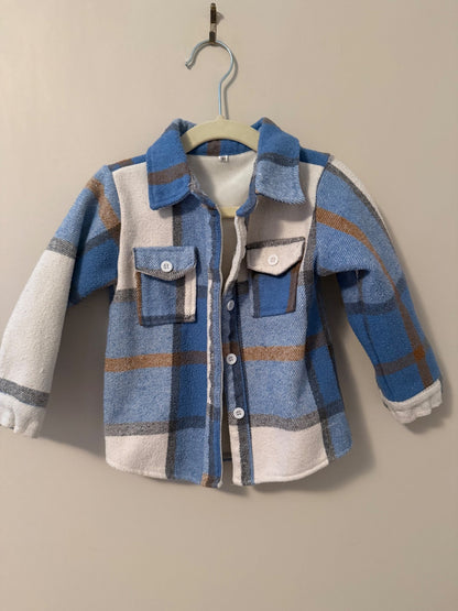 Kids plaid flannel-lined shacket 2T, Kids 2T
