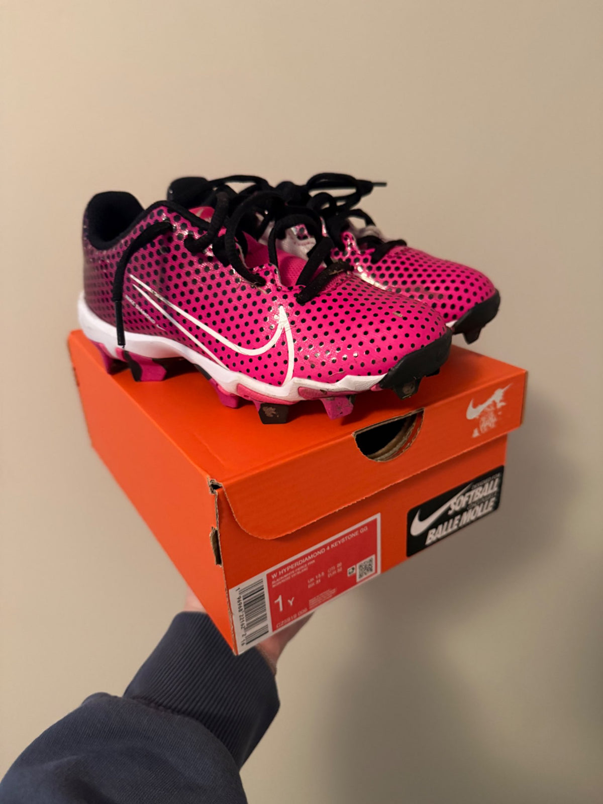 Nike Hyperdiamond 4 Keystone cleats Size 1, Shoes 1 (Kids:4-8yr)