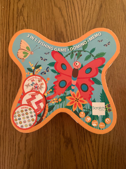 Scratch Europe Butterfly 3-in-1 Game - Fishing, Domino & Memory