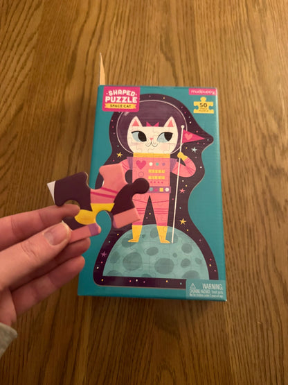 Mudpuppy Space Cat Shaped Puzzle - 50 Pieces