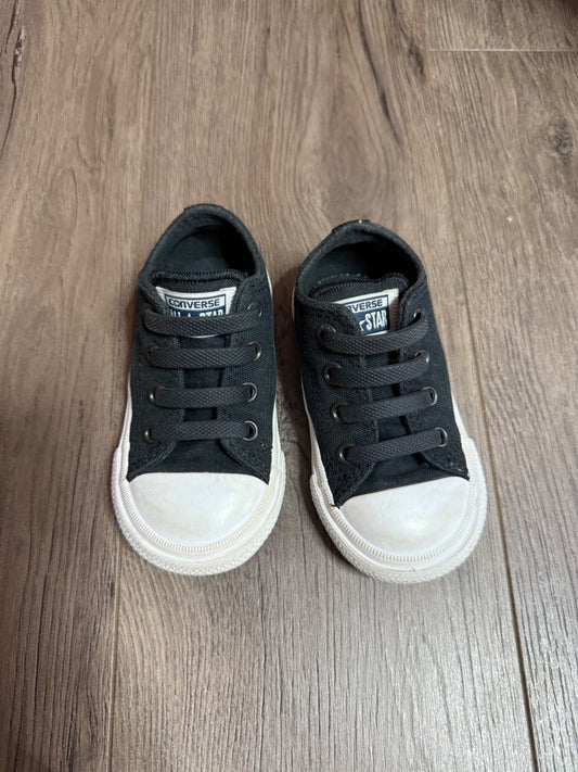 Converse Chuck Taylor’s - All Black Stitching, Size 5 (w/ Stretch Laces), Shoes 5 (Walkers:12-24 mth)