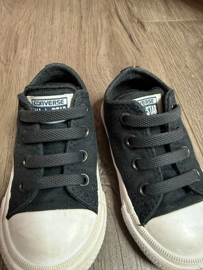 Converse Chuck Taylor’s - All Black Stitching, Size 5 (w/ Stretch Laces), Shoes 5 (Walkers:12-24 mth)