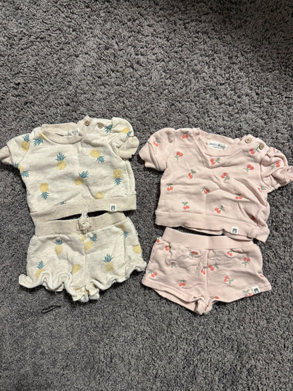 2X Rabbit+Bear Organic 0-3m Matching Outfit set, Kids 3 Month (0-3M)