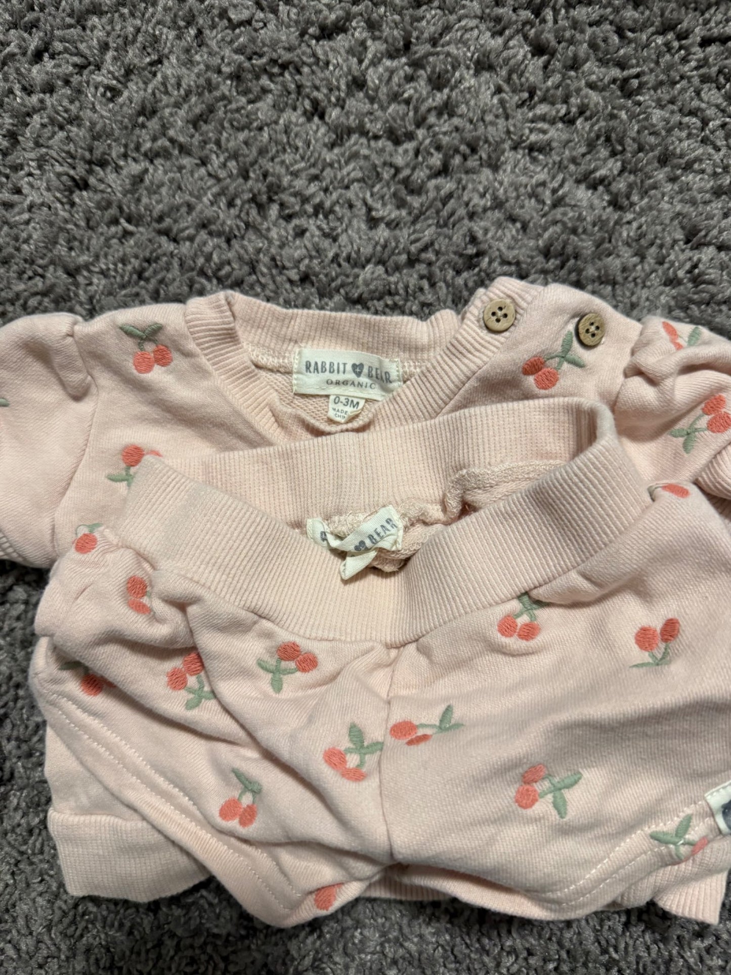 2X Rabbit+Bear Organic 0-3m Matching Outfit set, Kids 3 Month (0-3M)
