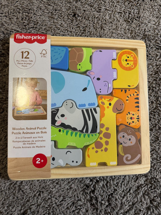 Fisher-Price Wooden Animal Toddler Puzzle NWT (Retail $25)