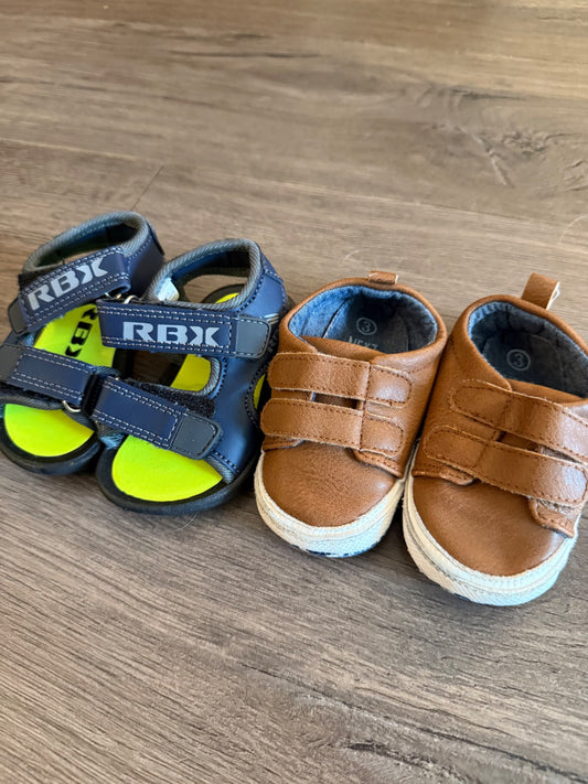 Size 3 shoe Bundle: sandals and soft-bottom shoes, Shoes 3 (Baby: 0-12 mth)