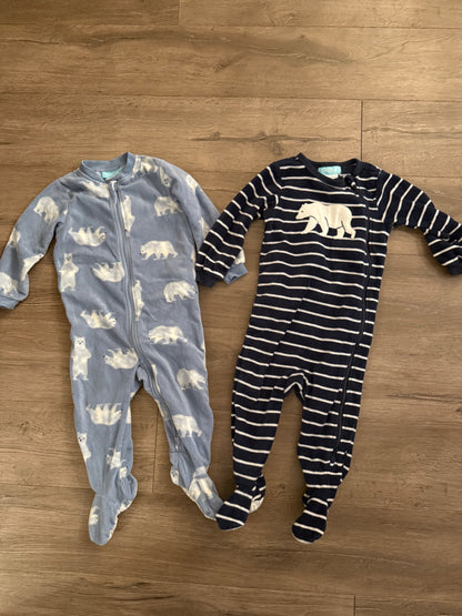 Pekkle Blue Fleece Sleepers 18m , Kids 18 Month (12-18M)
