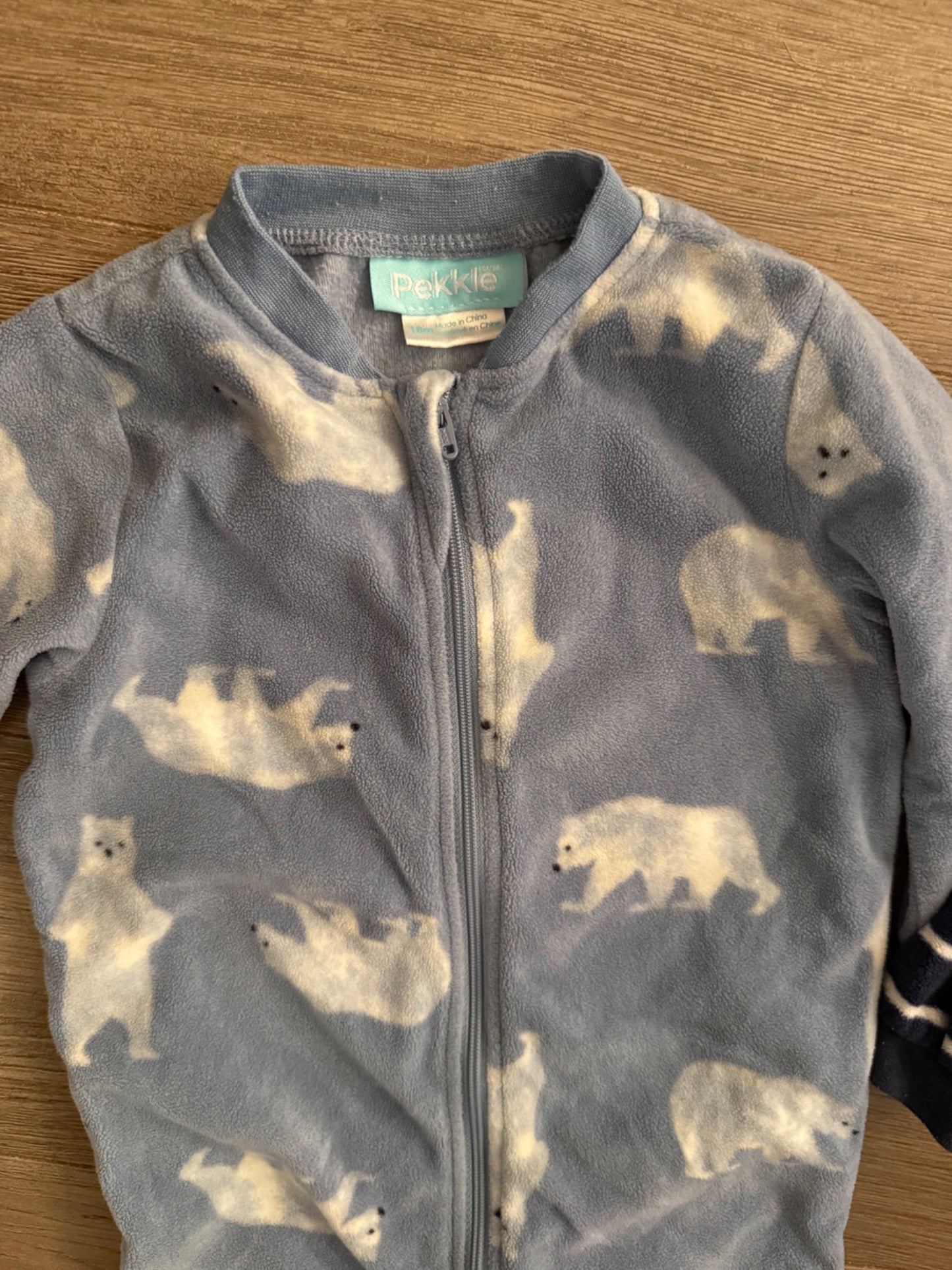 Pekkle Blue Fleece Sleepers 18m , Kids 18 Month (12-18M)