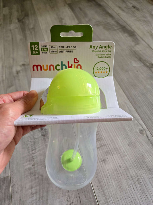 Munchkin Any Angle Weighted Straw Cup Green, Brand New in packaging