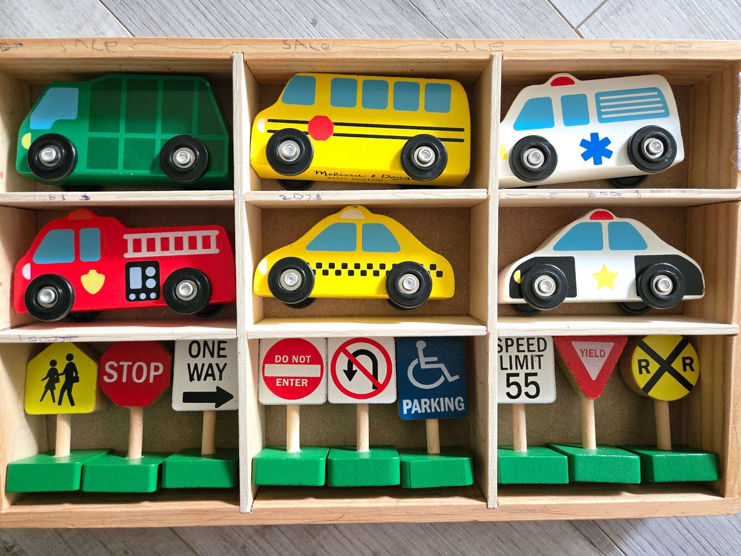 Melissa and Doug Wooden Vehicles and Traffic Signs, Retails for $35