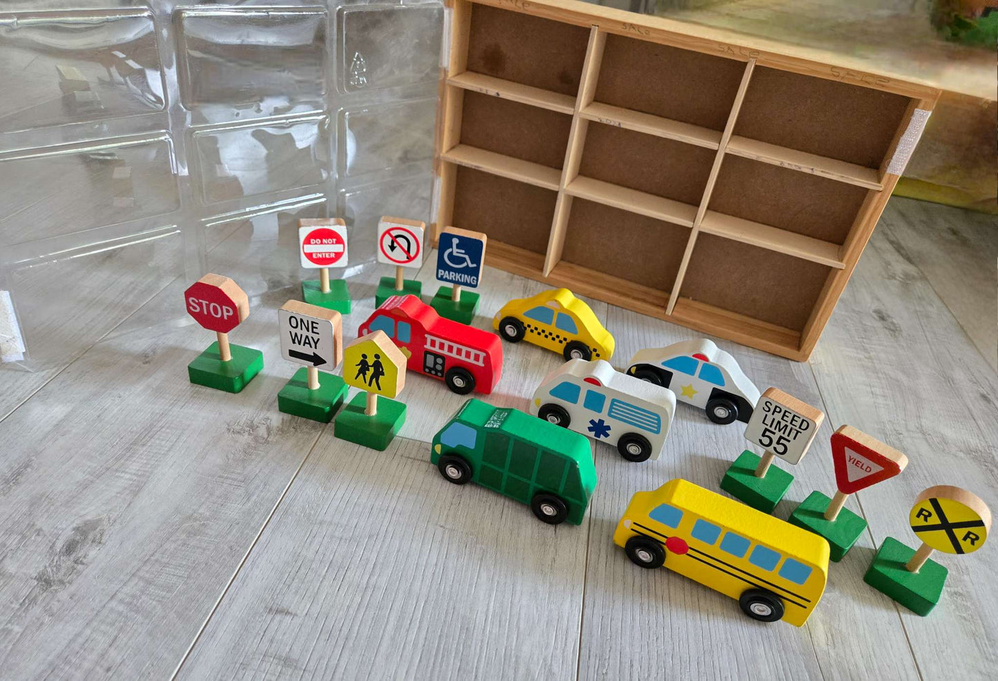 Melissa and Doug Wooden Vehicles and Traffic Signs, Retails for $35