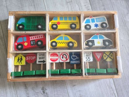 Melissa and Doug Wooden Vehicles and Traffic Signs, Retails for $35