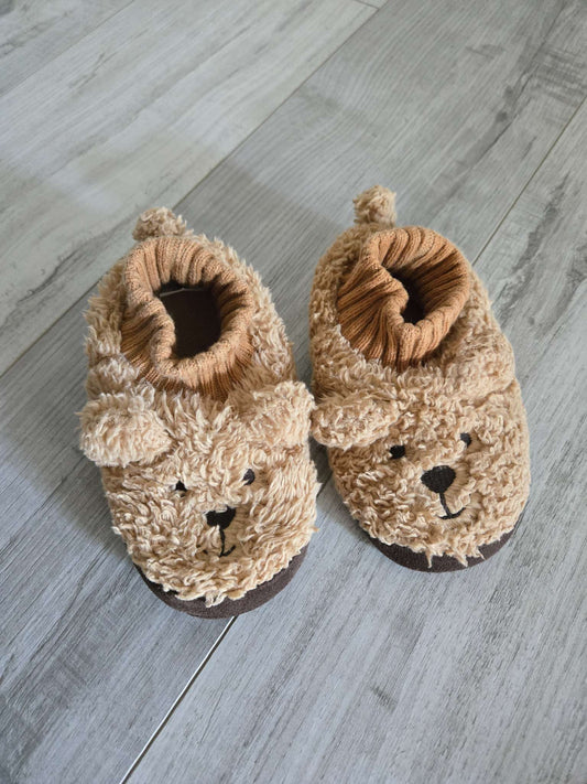 Baby Gap Toddler Teddy Bear Slippers, Size M (7/8), Shoes 7 (Walkers:12-24 mth)