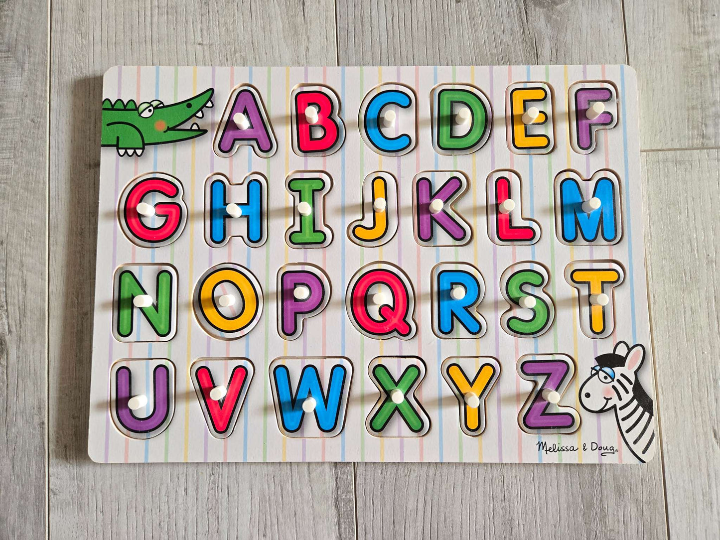 Melissa & Doug Lift & See Alphabet Wooden Peg Puzzle