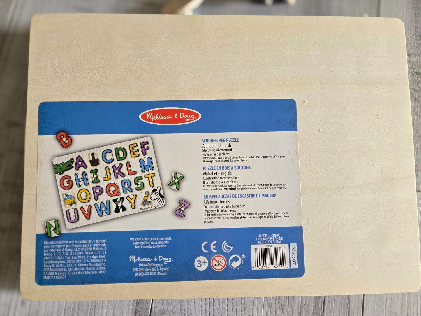 Melissa & Doug Lift & See Alphabet Wooden Peg Puzzle