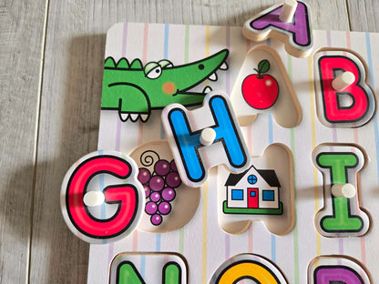 Melissa & Doug Lift & See Alphabet Wooden Peg Puzzle