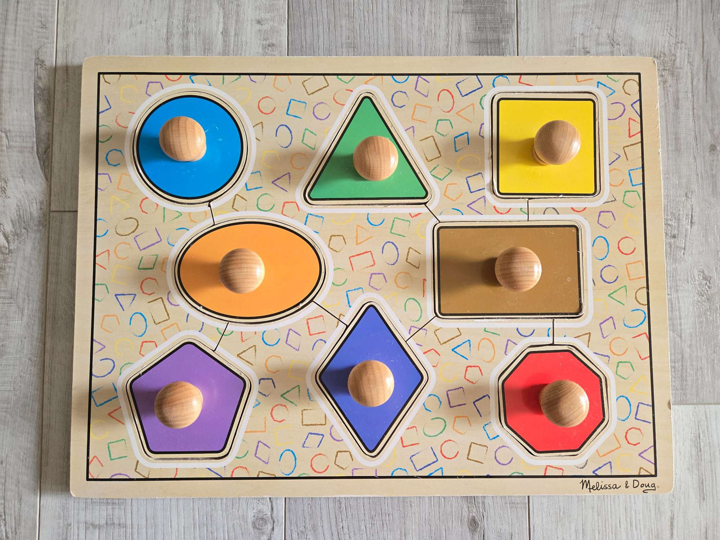 Melissa & Doug Deluxe Jumbo Knob Wooden Puzzle - Geometric Shapes (8 pcs)