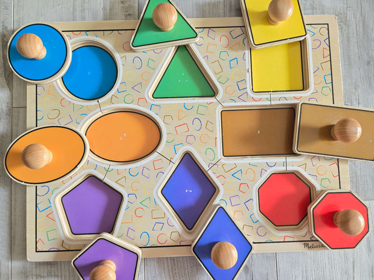 Melissa & Doug Deluxe Jumbo Knob Wooden Puzzle - Geometric Shapes (8 pcs)