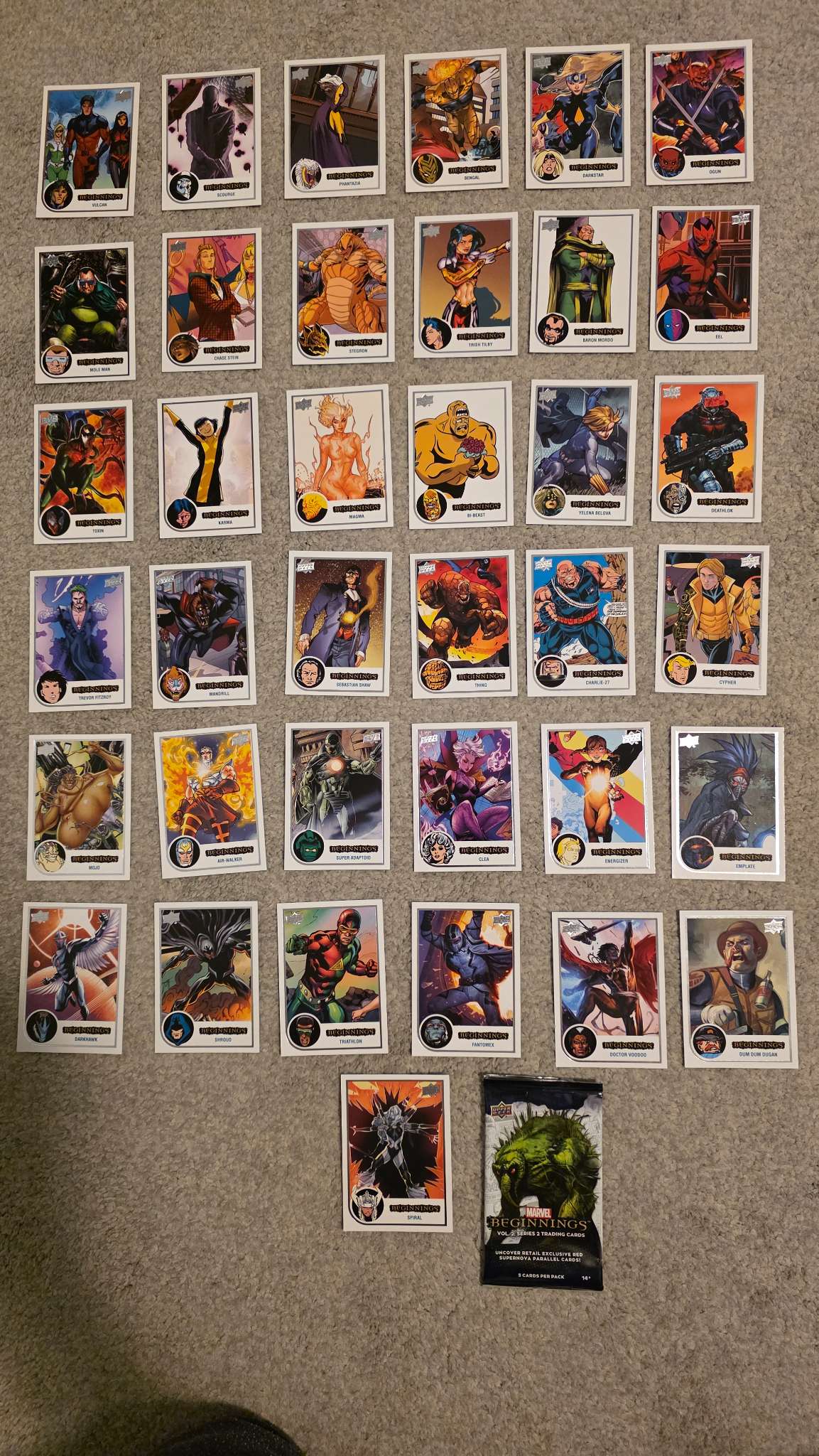 Marvel Beginings Vol 2: Series 2 Trading Card Game Set of 37 Cards (Set ML1)