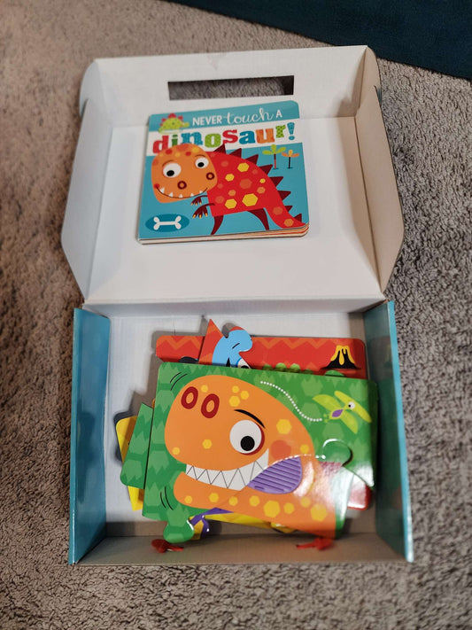 Never touch a dinosaur puzzle and board book!