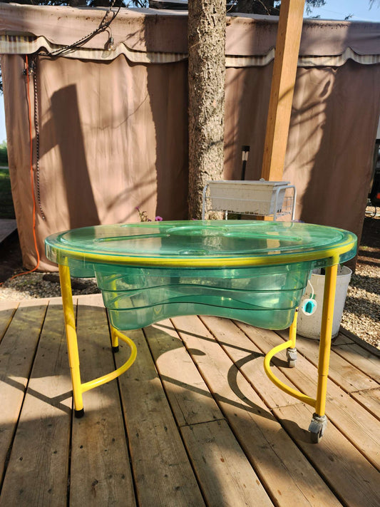 Weplay clear sand and water table. Day care/home standard. Adjustable, locking legs.