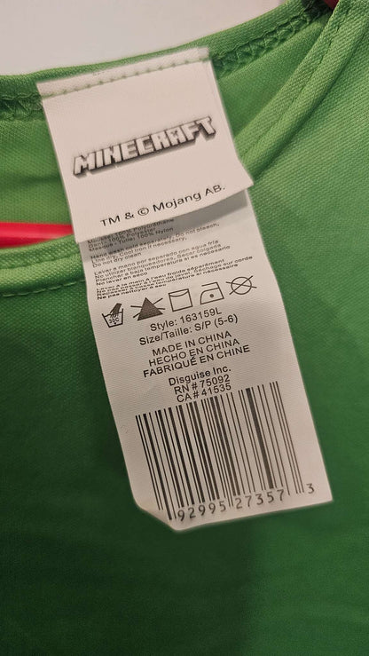 Minecraft creeper costume size 5/6, Kids 5/5T