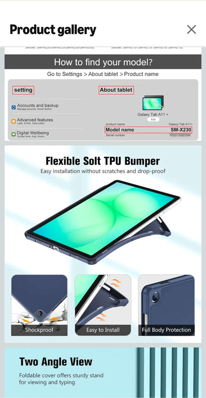 ProCase for Galaxy Tab A11+ 2025/ A9+ 11 Inch Case -Navy