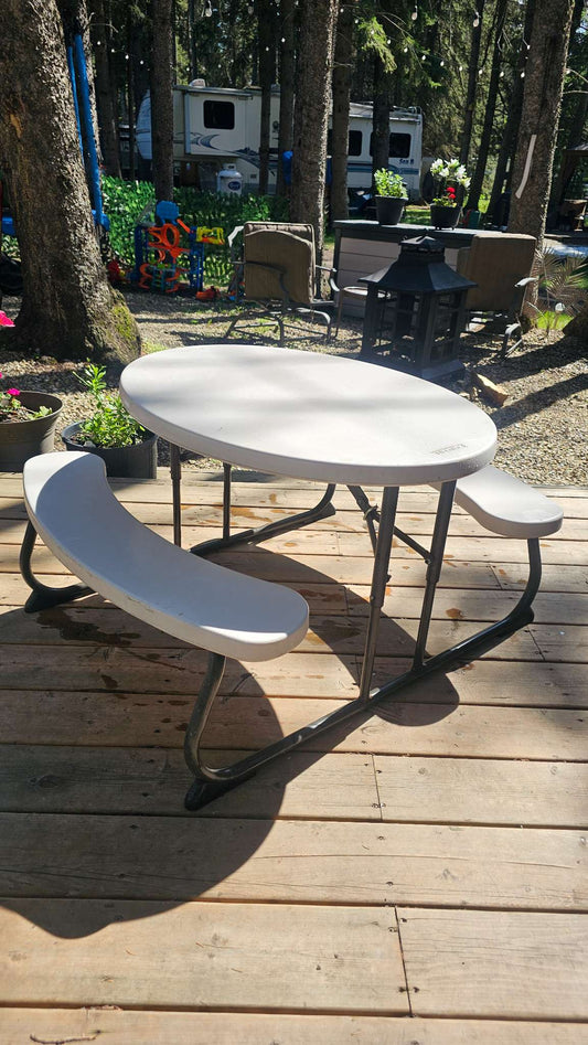 Kids Lifetime folding picnic table Folds flat for easy storage