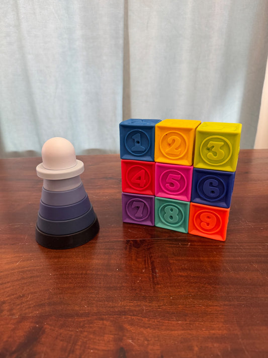 Infantino Squeeze and Stack Blocks & Kushies Silitower Stacking Lighthouse