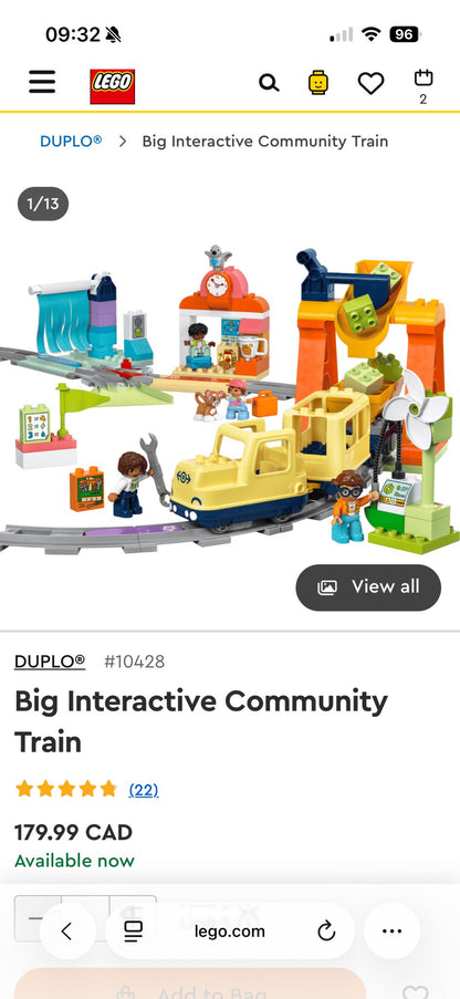Lego Duplo Big Interactive Community Train MSRP $179.99