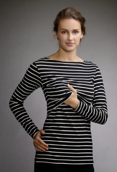 Boob Design Black Stripe Nursing Top, Maternity S (4-6)