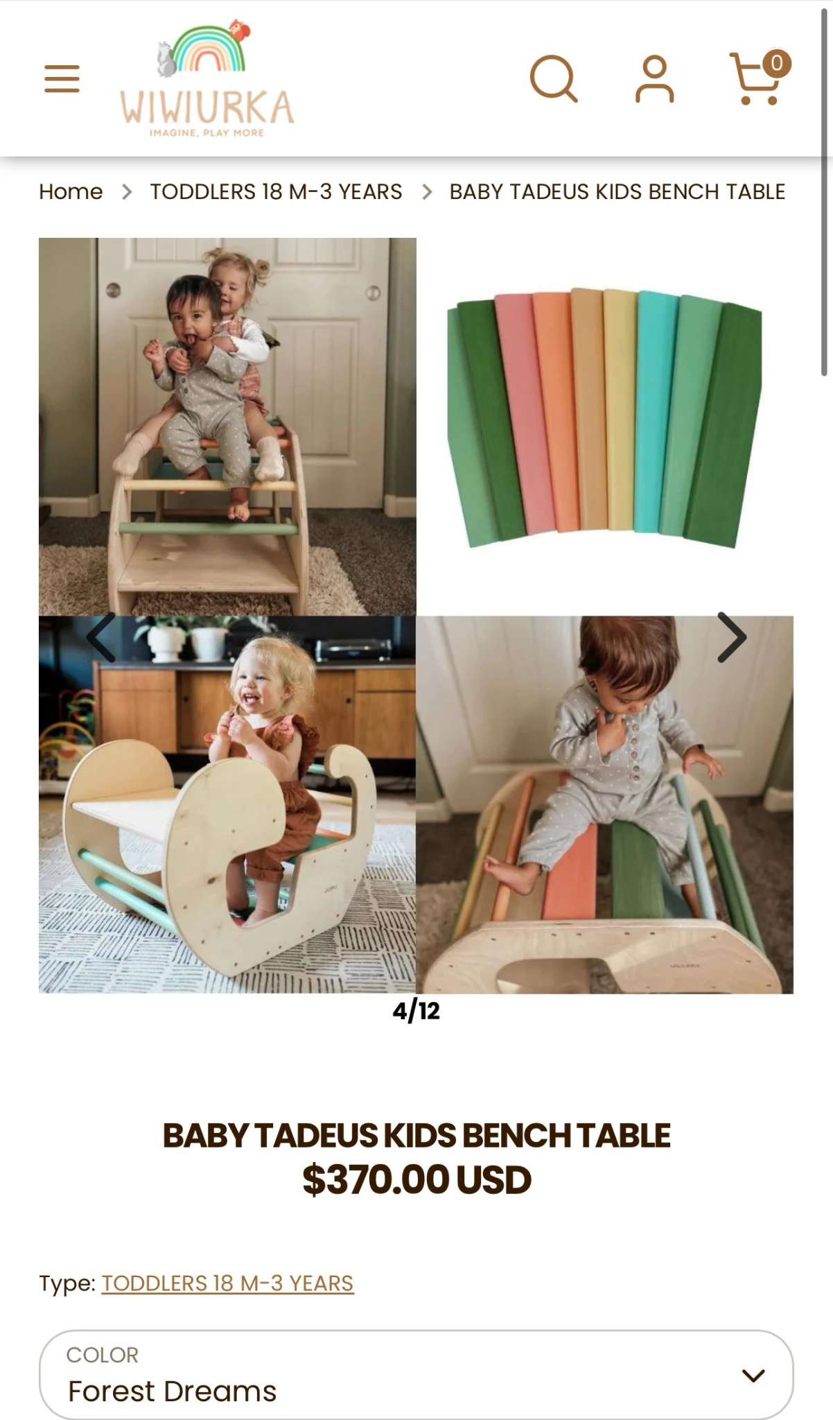 Wiwiurka Baby Taseus Kids Bench Table MSRP $370 USD
