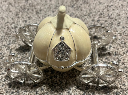 Small Cream Pumpkin Carriage Jewelry Box