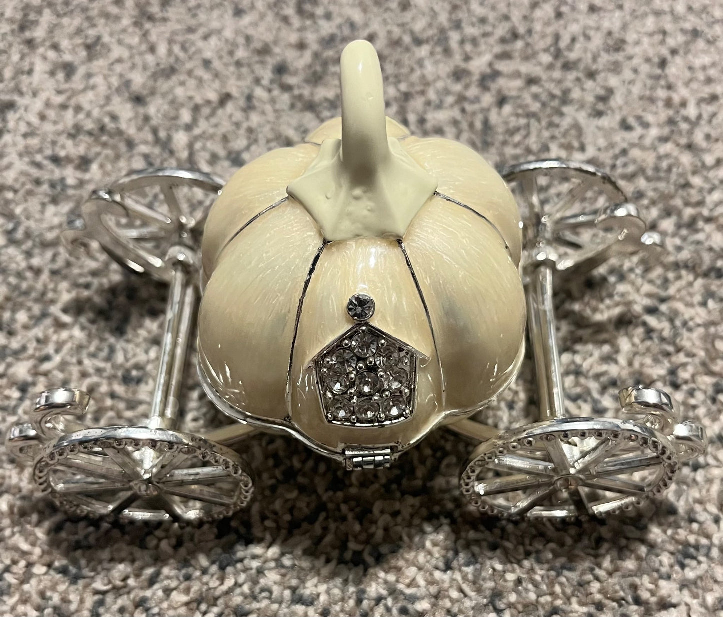 Small Cream Pumpkin Carriage Jewelry Box