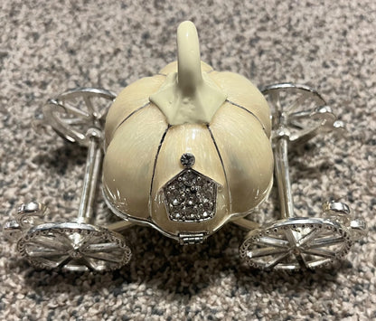 Small Cream Pumpkin Carriage Jewelry Box