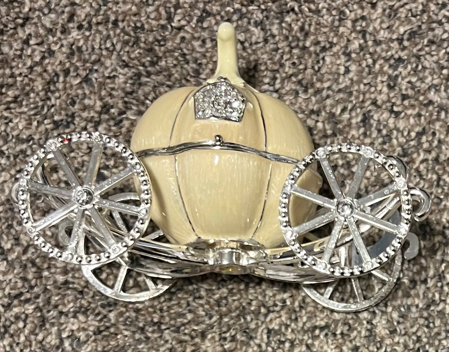 Small Cream Pumpkin Carriage Jewelry Box