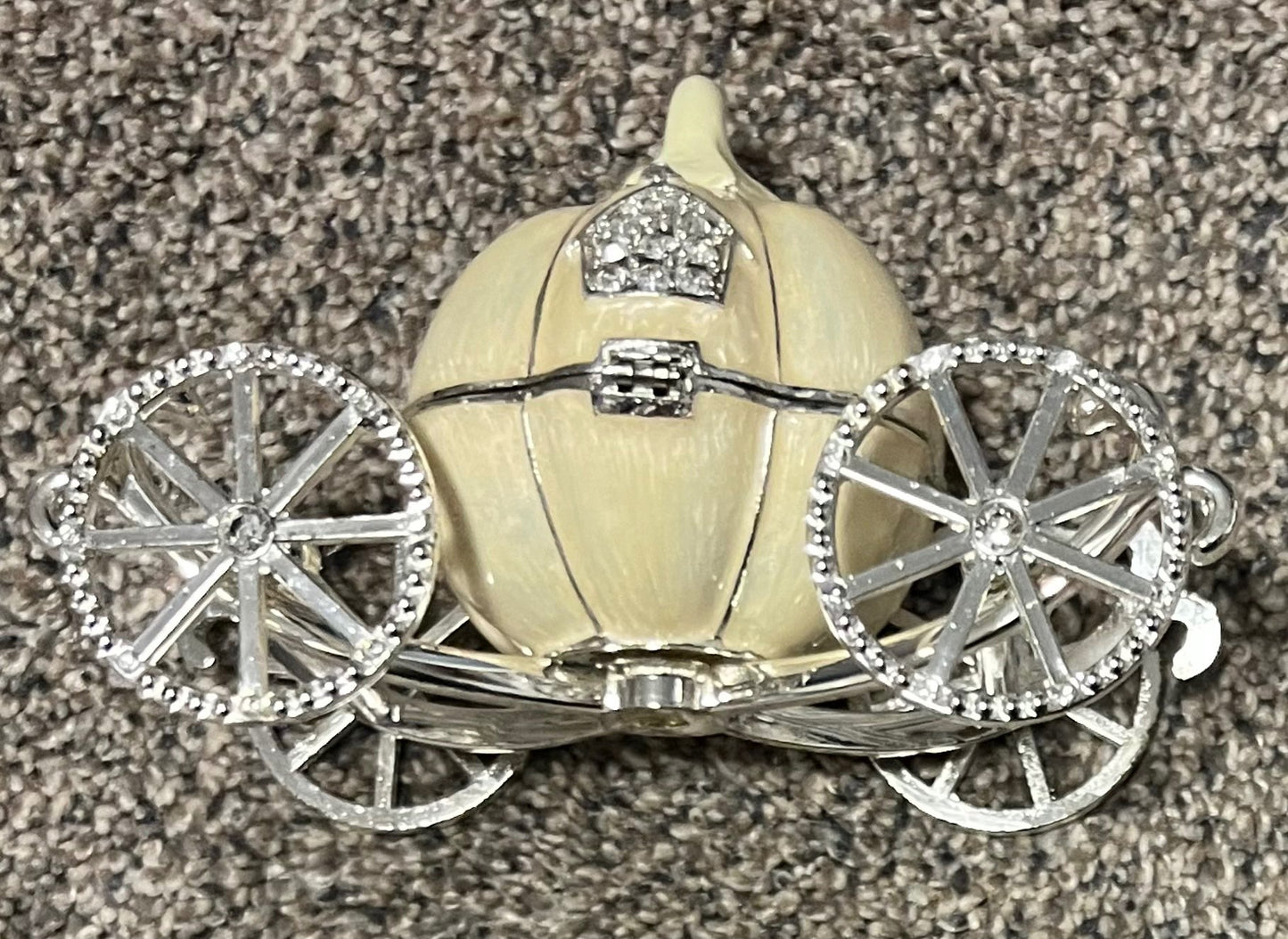 Small Cream Pumpkin Carriage Jewelry Box